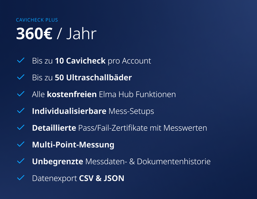 Elma Hub Cavicheck Plus Funktionen